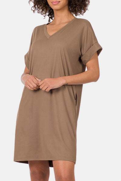 Sleeve V-Neck Dress