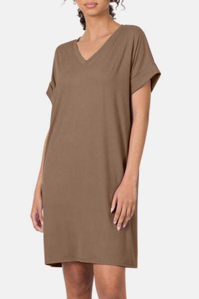 Sleeve V-Neck Dress